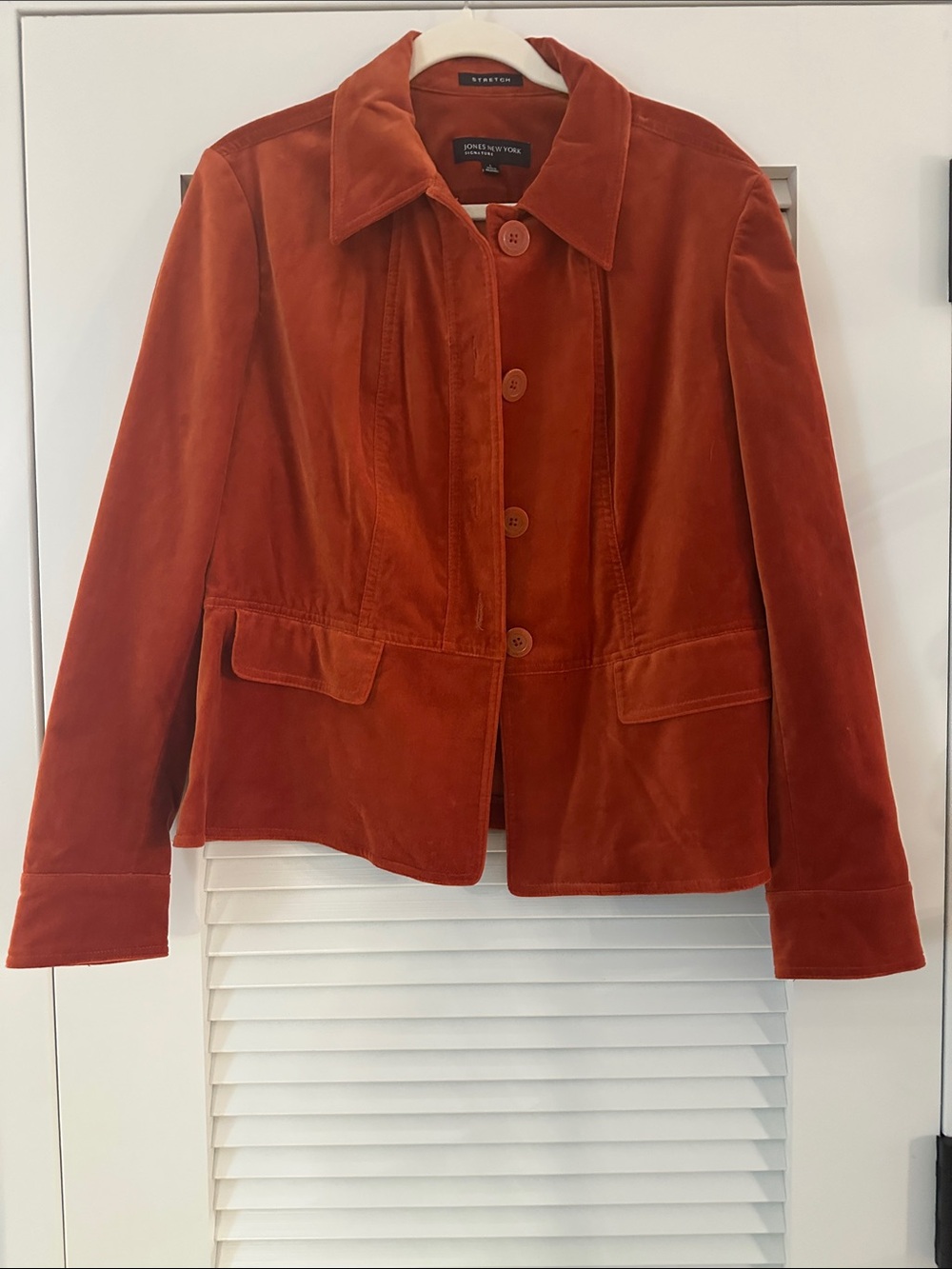 Jones New York Signature Rust Stretch Cotton Button Jacket Large